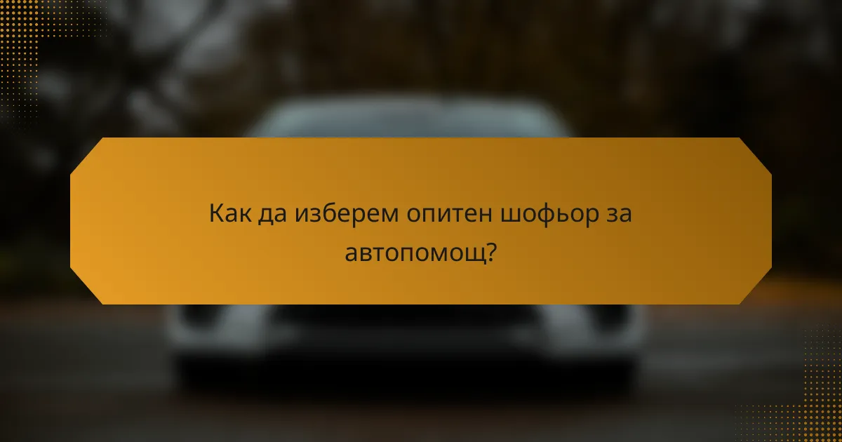 Как да изберем опитен шофьор за автопомощ?