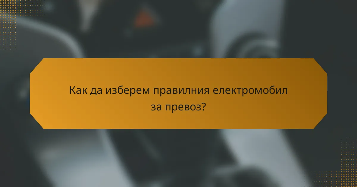 Как да изберем правилния електромобил за превоз?