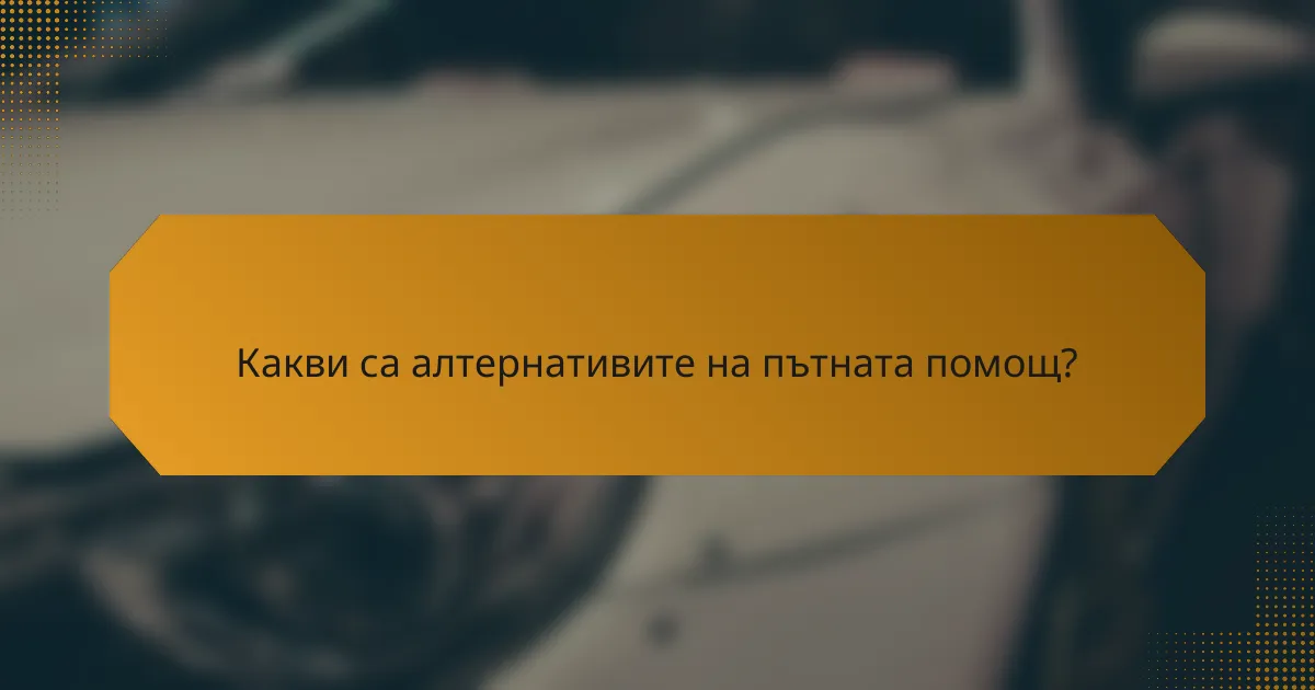 Какви са алтернативите на пътната помощ?