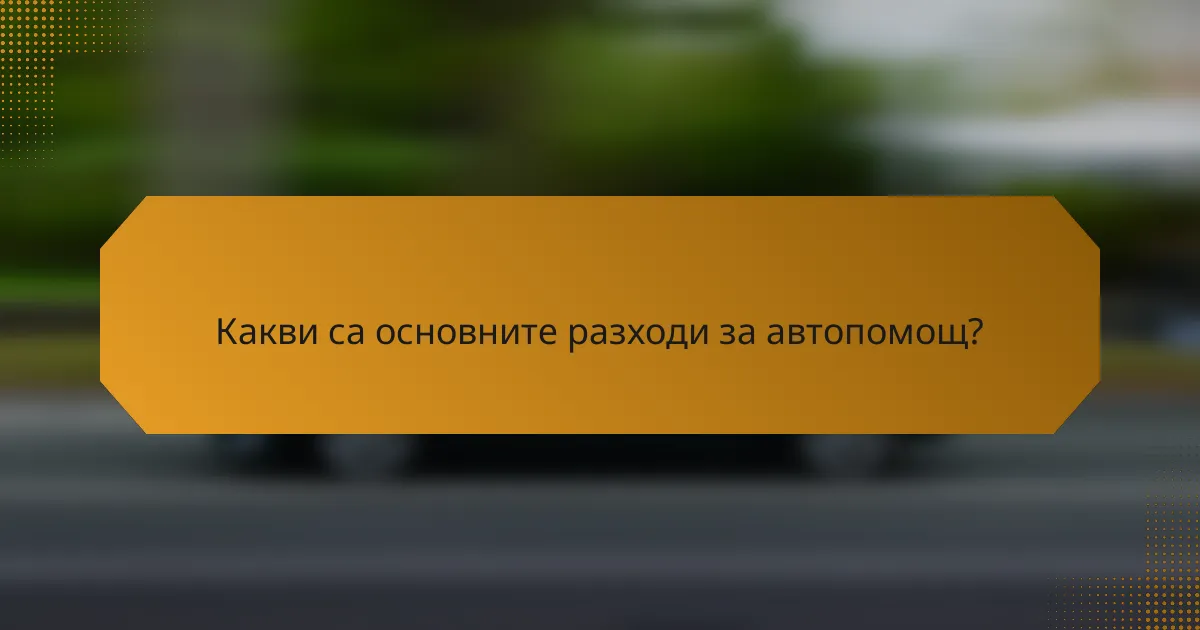 Какви са основните разходи за автопомощ?