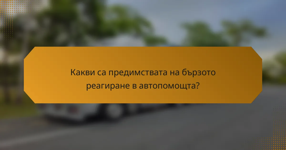 Какви са предимствата на бързото реагиране в автопомощта?