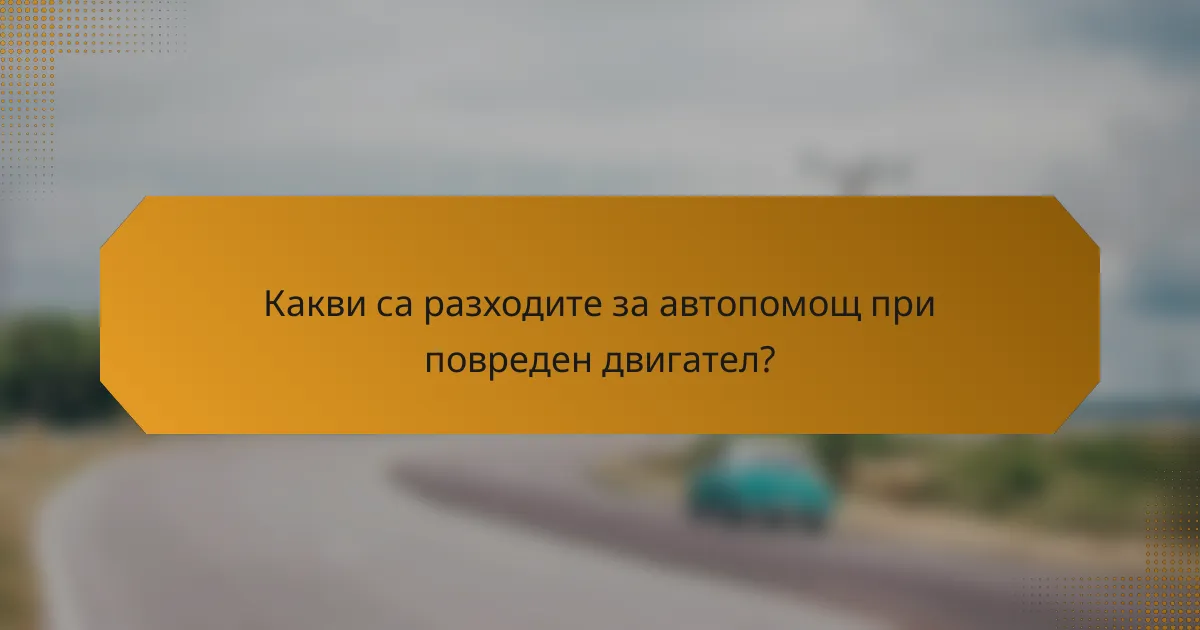 Какви са разходите за автопомощ при повреден двигател?